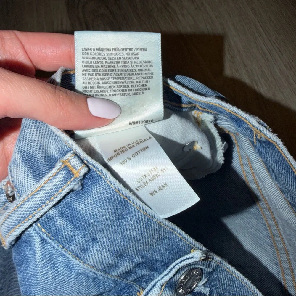 AGOLDE 90's Jean Distressed High Rise Straight Leg Blue Denim Size 31‎ A069C-811